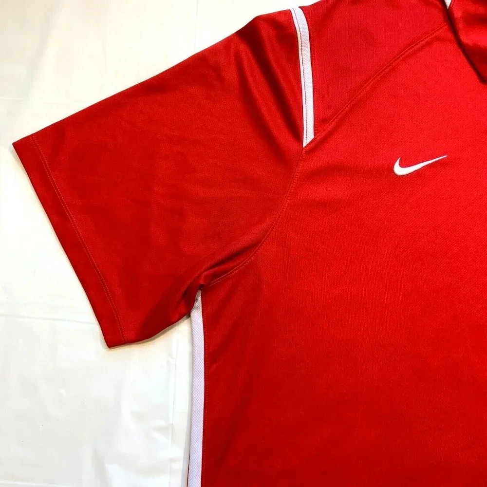 Nike Dri-Fit Polo Shirt Mens XL Golf‎ Short Sleeve Athletic Swoosh Active Red